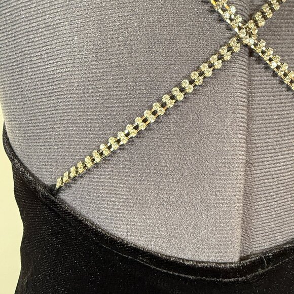 H&M Velvet Rhinestone Strap Mini Dress – Black Crisscross Back Size S - Picture 7 of 8